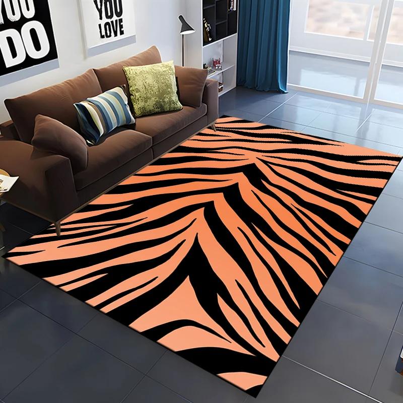 Zebra Stripes Area Rug Animal Skin Print Doormat African Wildlife Animal Carpet for Bedroom Playroom Living Room Soft Floor Mat