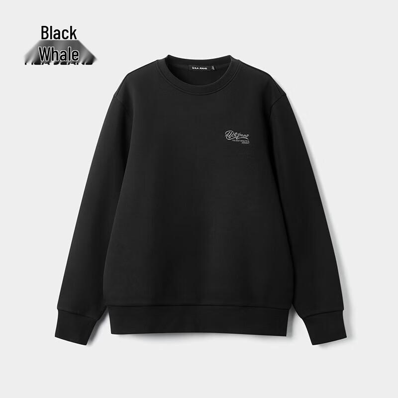 

Мужской черный свитшот с круглым вырезом и длинными рукавами с принтом кита M