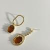 French Vintage Crystal Drop Earrings for Women Luxury Jewelry Temperament Metal Earring Asymmetric Design Gifts