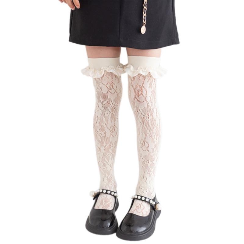 Classical Solid Color Over Knee Length Socks for Kids Soft Nylon Long Tube Socks for Party Outfits and School Event