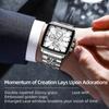 Fashion Square Quartz Watch Men's Luxury Steel Strip Business Date Chronograph Watches
