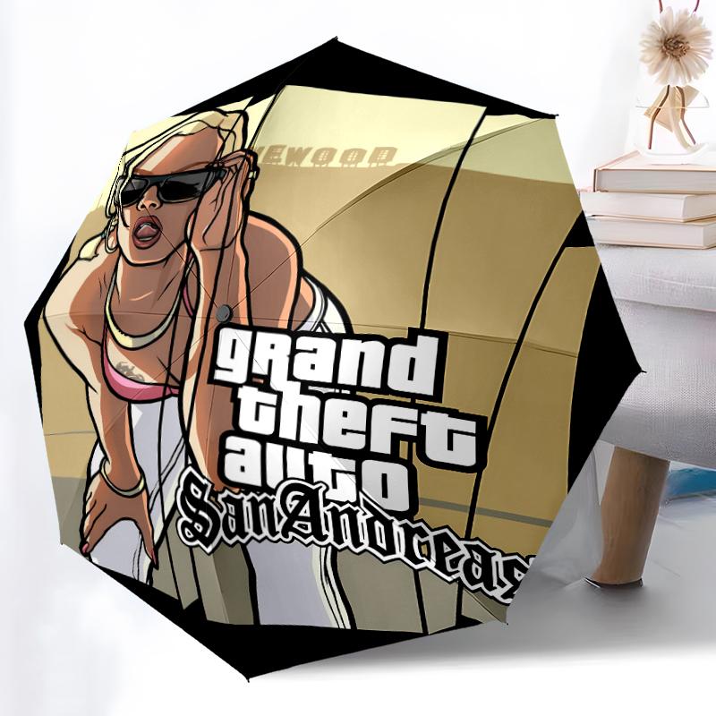 Printed Game Grand Theft Auto Folding Umbrella,Outdoor,Leisure,And Travel Umbrella,Durable Umbrella Fabric,Birthday And Holiday Gift