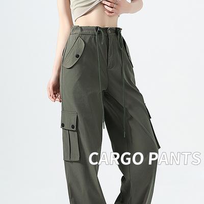 Pantalon de travail pour femmes au printemps, en automne, en été, taille haute, coupe ample, jambe droite, décontracté, jambe large, pantalon de sport, pantalon pour femmes