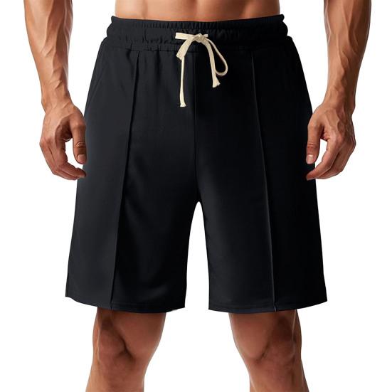 Men Shorts Elastic Waistband Drawstring Design Summer Sport Pants with Pockets Quick Drying