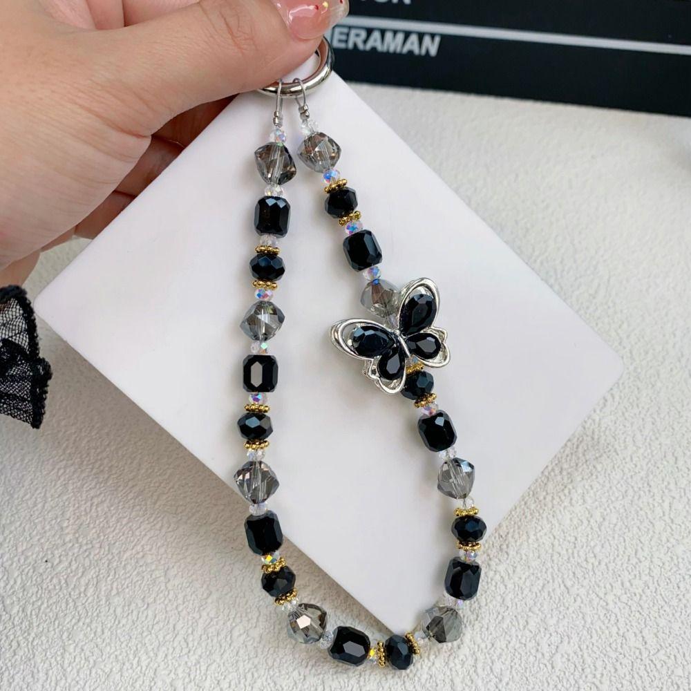 Luxury Crystal Beaded Phone Chain Rhinestone Butterfly Phone Lanyard  Bag Accessories