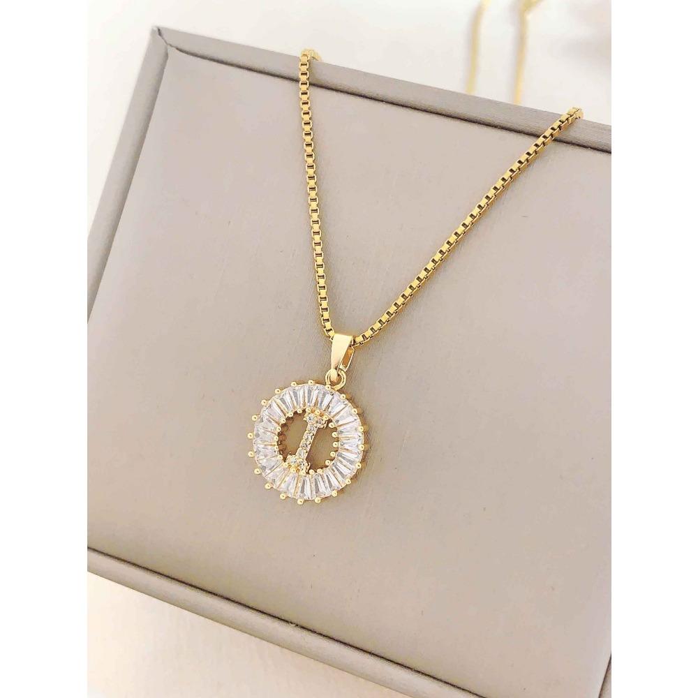 Necklace Does Not Fade, Women's Summer Square Circle Letter Necklace, Titanium Steel Necklace, Versatile High-end Clavicle Chain