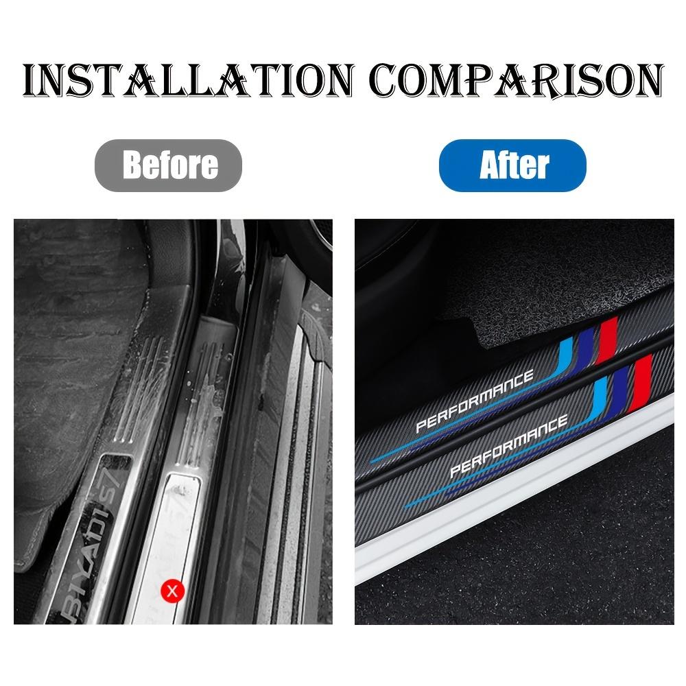 4pcs Carbon Fiber Sill Plate Stickers Guard Decals for Bmw Performance M 1 2 3 4 5 6 7 Series X1 X2 X3 X4 X5 X6 X7 Car Styling MRY7