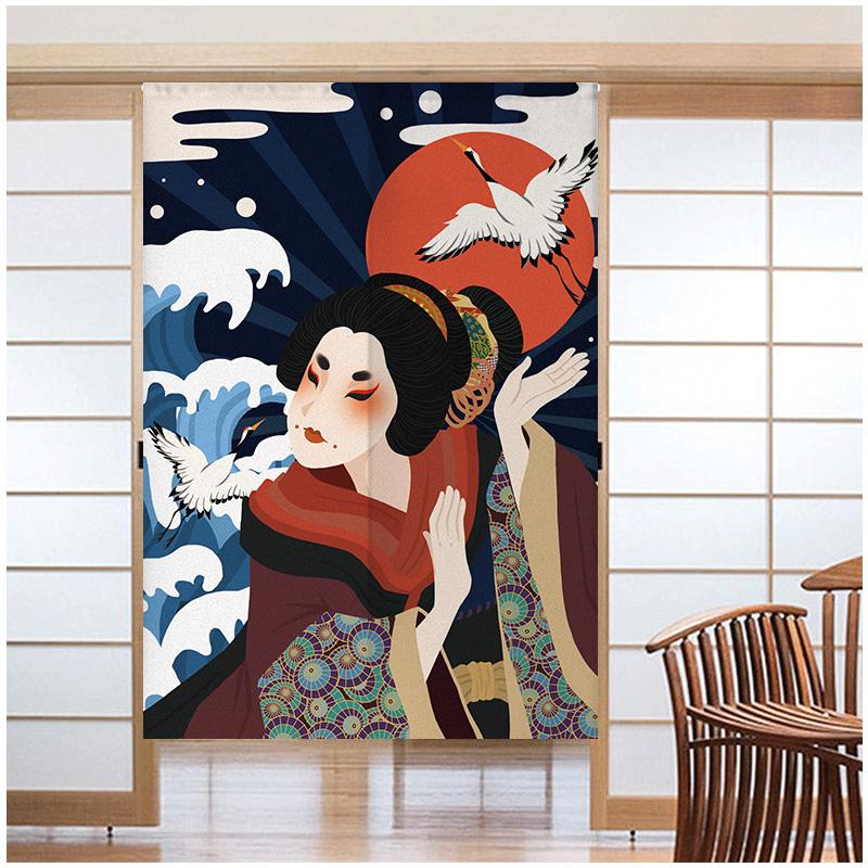 Japanese Sushi Door Curtain Partition Kitchen Doorway Decorative Drapes Cafe Restaurant Entrance Noren Half-Curtain