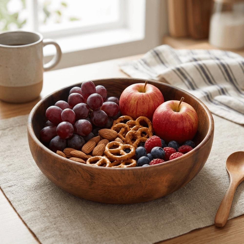 Wooden Japanese Style Bowl Smooth Rice Noodle Bowl Reusable Salad Bowl Home Kitchen