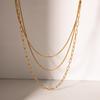 New Trendy 18K Gold Plated Stainless Steel Jewelry Waterproof Three Layer Stacking Necklace Collares Para Mujer