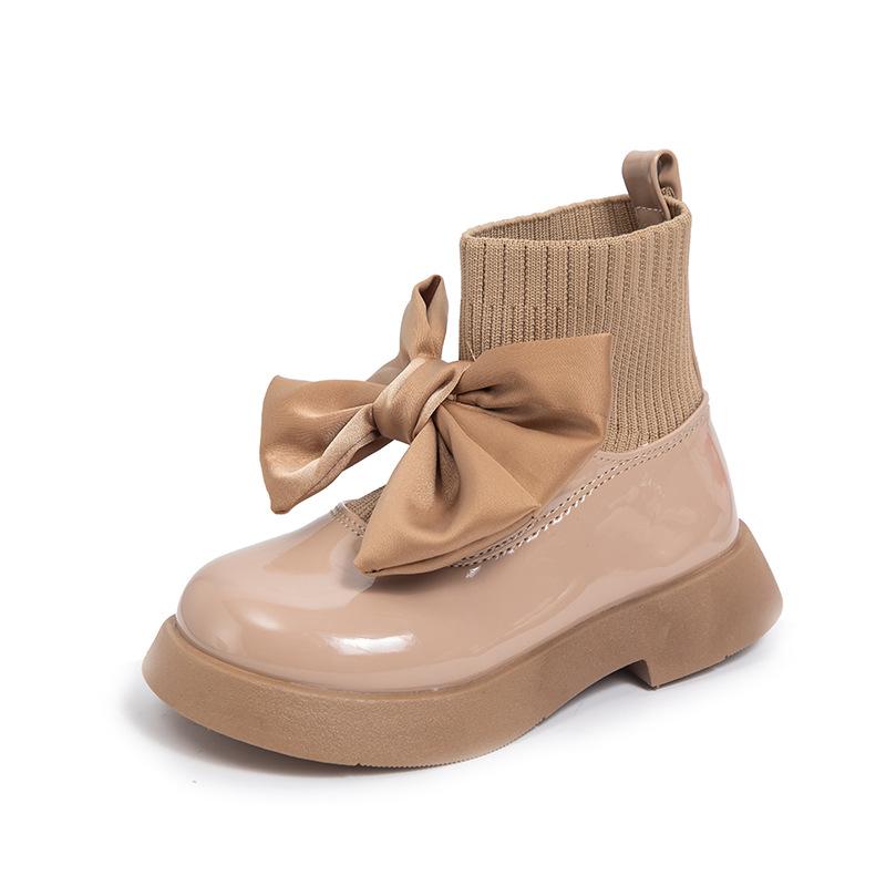 

Обувь для девочки 2025 Осень Новая Мода Черные Маленькие Кожаные Туфли Милые Туфли Принцессы Платформа Ботильоны для девочки На Все Случаи Детская Обувь 26insole15.9cm хаки