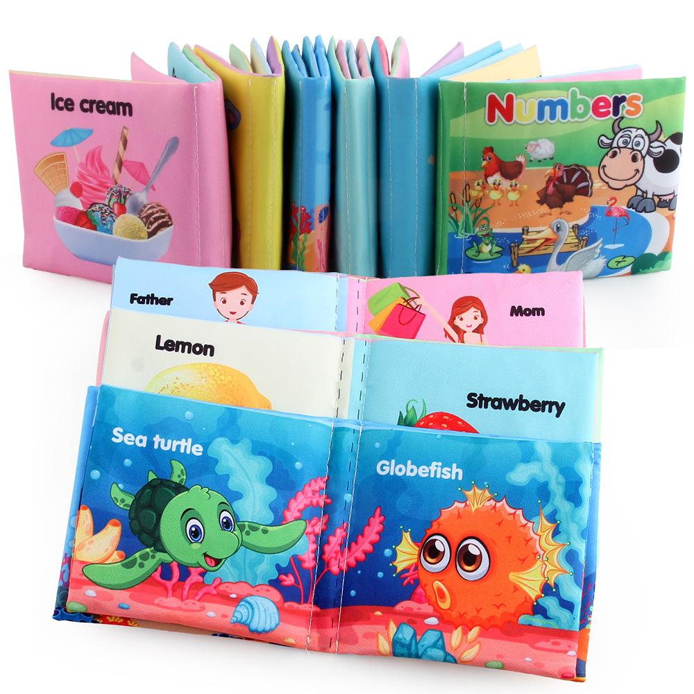 Resources Children'S Baby Cognitive Cloth Book Intellectual Toys Early Education Can'T Tear English Marine Animal Palm Book
