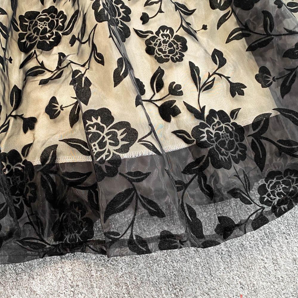 French Elegant Bow Puff Sleeve Dress Women 2025 Spring Autumn New Flocking Floral Waist Slim Long Dresses Patchwork Party Clothing