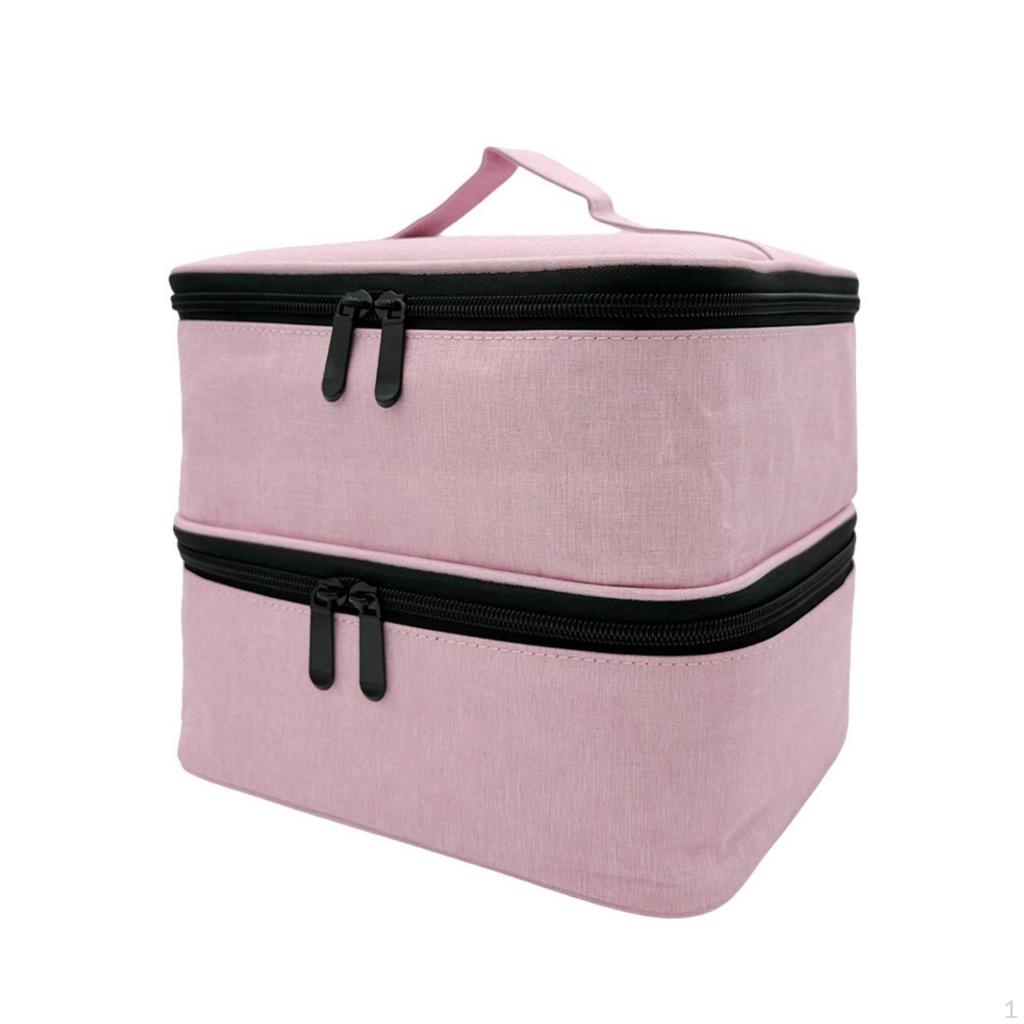 Nail Polish Organizer with Manicure Tools Sections DoubleLayer Padded
