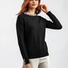 Autumn Winter Women's Crew Neck Beaded Pullover Sweater Long Sleeve Loose Solid Color Stretchy Knit Sweater
