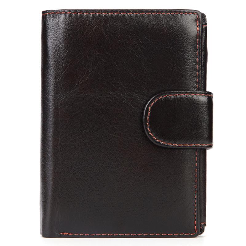 Neues Vintage Herren Kurz Vertikal Portemonnaie 100% Echtes Rindsleder Münzbörse Große Kapazität Kreditkartenhalter mit Multi-Kartenfächern für den täglichen Gebrauch