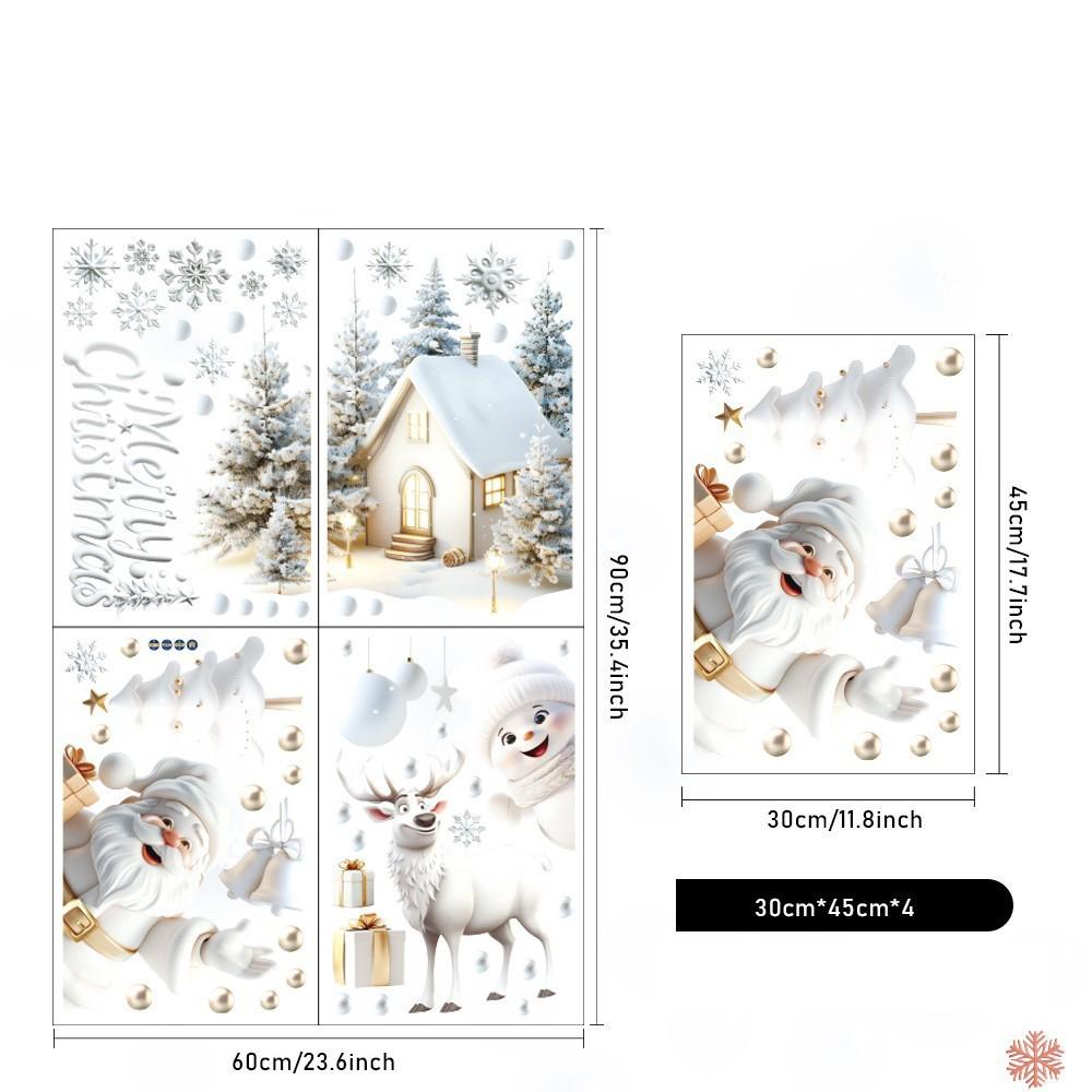 

Креативные рождественские наклейки на окна 3D статические Санта Клаус подарочная коробка снежинка домашний декор праздничные наклейки на стекло для праздника as pic