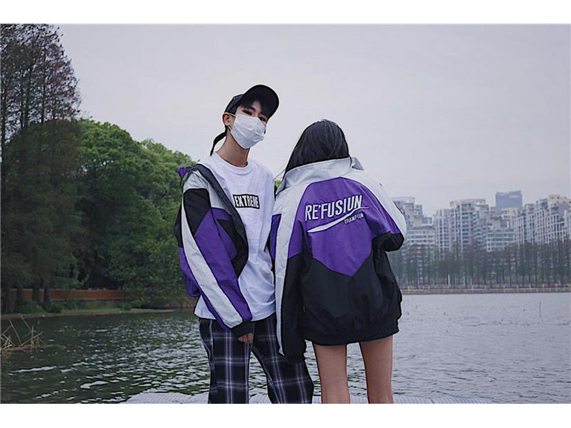 Kurtka Harajuku Color Block Patchwork - Unisexowy Letni Styl Uliczny