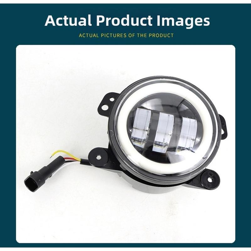 3.5/4inch Led Car Fog Lamp Assembly White Yellow Ring For Offroad Vehicle Driving Lights 10-30V Car Angel Eyes Fog Lamp Replace