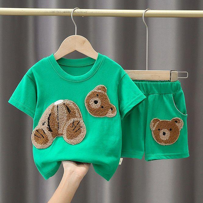 Girls' Set Summer Clothes Baby Two-piece Set Casual Cartoon Short Sleeved Children's Sportswear Trendy