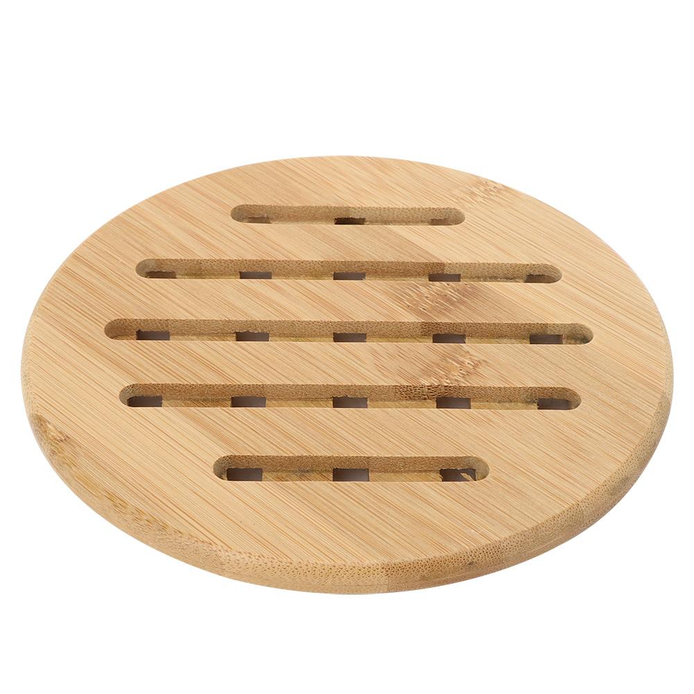 4 Stück Bambus Tischset Hitzebeständig Rutschfest Schüssel Tasse Wärmeisolieruntersetzer für Zuhause Küche(Runde Form )