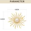 Fashion Rhinestone Jewelry Golden Color Sun Totem Brooches for Women Men Coat Clothing Crystal Sun Flower Brooch Pins
