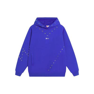 Sweat-shirt à capuche à manches longues pour femmes avec logo Li Ning et design creux irrégulier Bleu AWDSC90-3