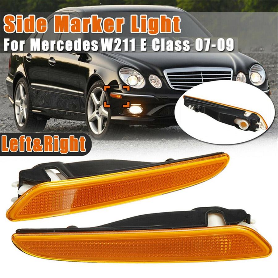 2x Amber Front Bumper Side Marker Light Lamp For Mercedes W211 E-Class 2007-2009