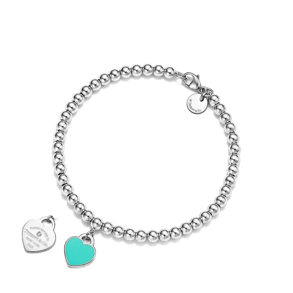T-Familie Herzförmiges Emaille-Armband: Blaue, Rote, Rosa Herzen, Liebes-Rosenkranz, Runde Perlenkette - Perfektes Valentinstagsgeschenk für Freundin.