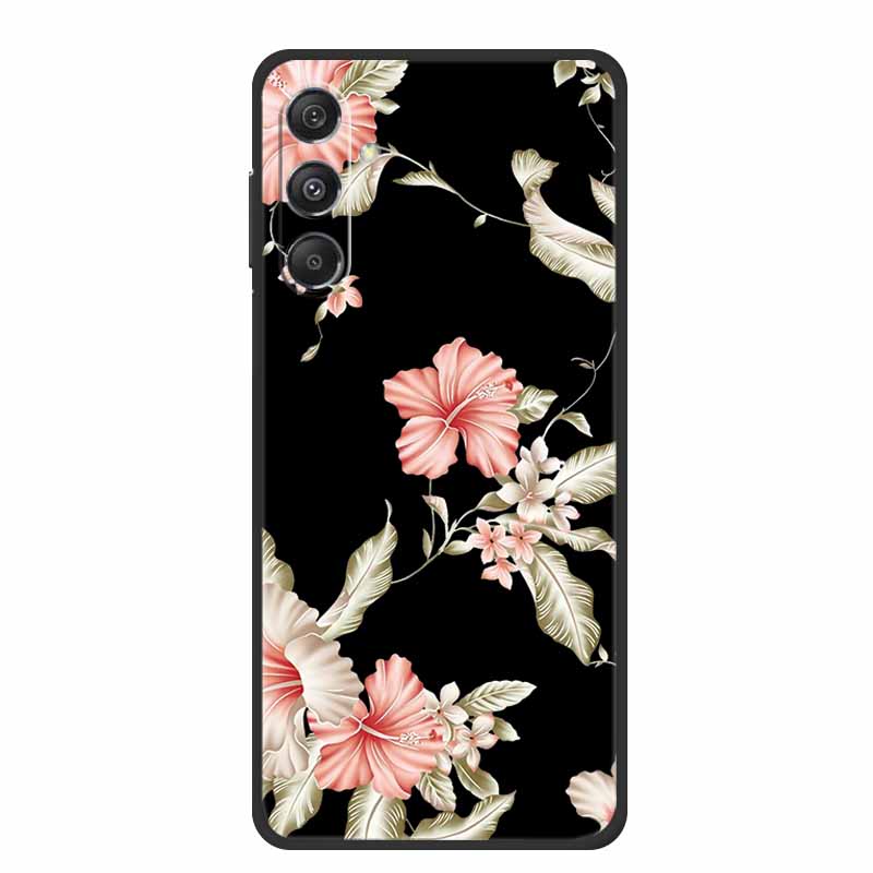 For Samsung Galaxy M36 A17 5G Case Flower Black Silicone Soft Back Cover For Samsung Galaxy S25 FE Plus Phone Case Coque Cartoon