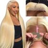 Front lace wig, female European and American medium bangs light gold 613 long full headgear