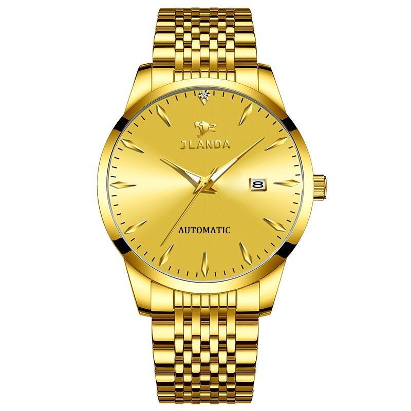 Automatic Self-Wind Men's Watch Luxury Business Dress Watches with Date Display Steel Bracelet Waterproof Luminous Hands