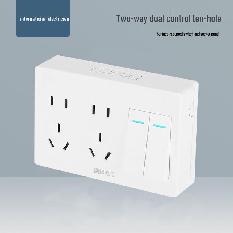 Ultra-Thin One-Way Multi-Control Electrical Surface Switch & Socket Panel with Box