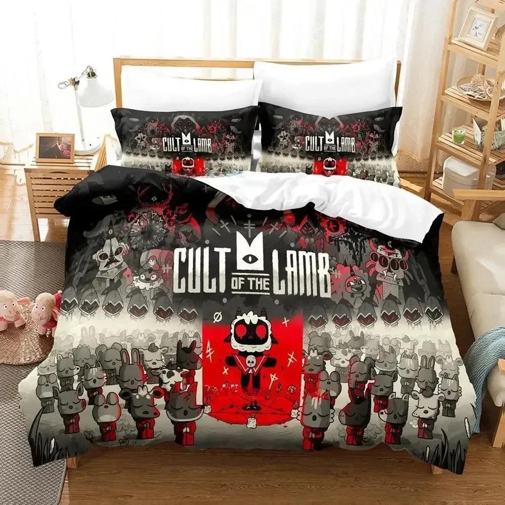Cult Of The Lamb Bedding Set Single Twin Full Queen King Size Bed Adult Kid Bedroom Duvetcover 3D Print Anime Bed Sheet