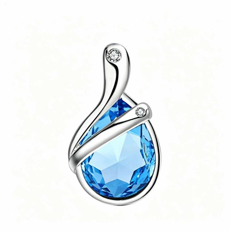 Elegant Blue Crystal Water Drop Necklace with Cubic Zirconia Inlay - Versatile Clavicle Chain for Women