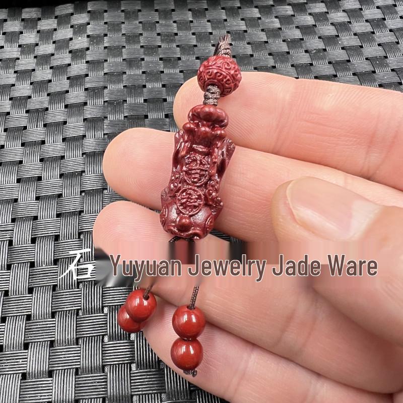 Purple Gold Sand Pixiu Keychain with Cinnabar, Zodiac Monkey Charm, Jade Pendant for Couple, Keychain and Phone Accessory