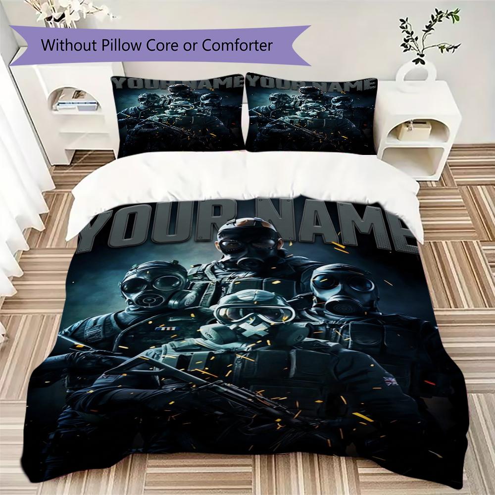 Custom Name Tom Clancy's Rainbow Bedding,Quilt Set Quilt Cover Pillowcase Home Birthday Gift(1 * Duvet Cover + 2 * Pillowcase, Without Core)_xia