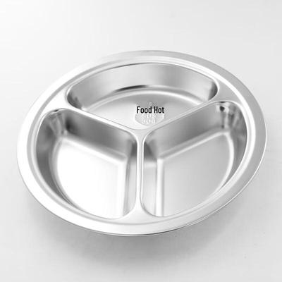 Gu Rou 304 Stainless Steel Round Divided Lunch Plate