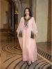 AB053 Dubai Beaded Sequin Jalabiya: Women's Embroidered Long Robe for Eid al-Fitr.