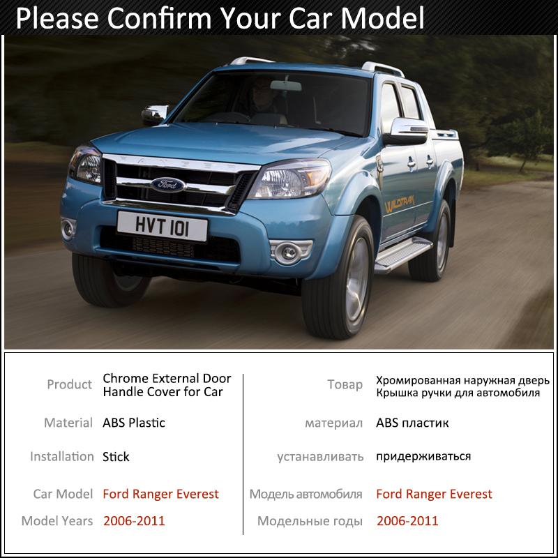 Black Carbon Fiber Door Handle Cover for Ford Ranger Everest 2006~2011 2008 2009 2010 Car Accessories Stickers Trim Set Chrome