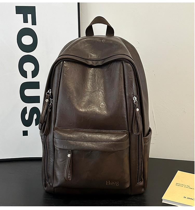 Vintage Korean Style Casual Backpack For Students And Travel With Pu Material
