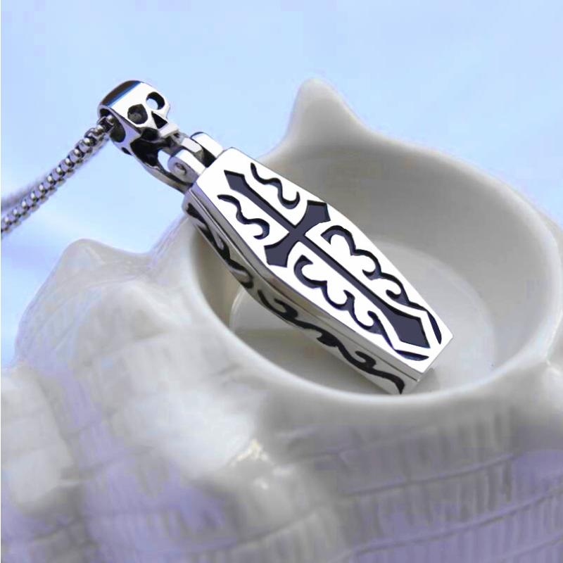 Death God Titanium Steel Necklace Male Dominance Coffin Pendant Men's Cross Pendant with Jewelry Long Chain