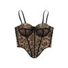 Slim Fit Sequin Leopard Corset with Buckle Crop Tops Fashion Suspender Vest  Ladies