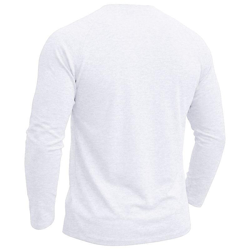 Mens Classic Style Henley Pullover Tops Raglan Long Sleeve Solid Color Daily Casual Wear Crew Neck Basic T Shirts