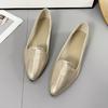 Pointed Toe Metallic Flat Women's Flats Light Concise Loafers Sepatu Slip On Wanita Lightweight Everyday Work Ballet Shoes