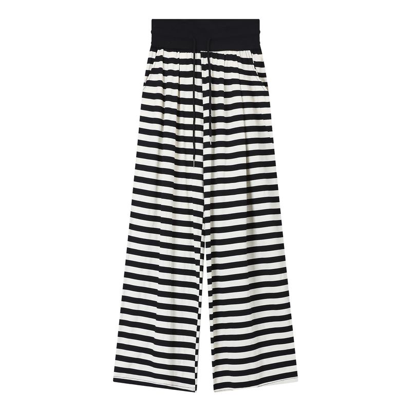 Kumikumi Idle Style Vintage Stripe Contrast Color Casual Pants Women's Autumn Loose Easiest for Match Drooping Wide-Leg Pants