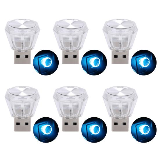 6 sztuk USB oświetlenie otoczenia samochodu przenośne oświetlenie kolorowe o wysokiej jasności Mini Auto lampa LED nastrojowa akcesoria samochodowe do użytku domowego