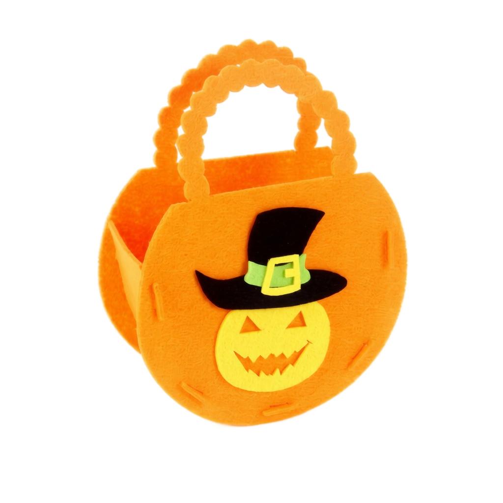 Kids Halloween Pumpkin Candy Bag Gift Bag with Handles 3D Design