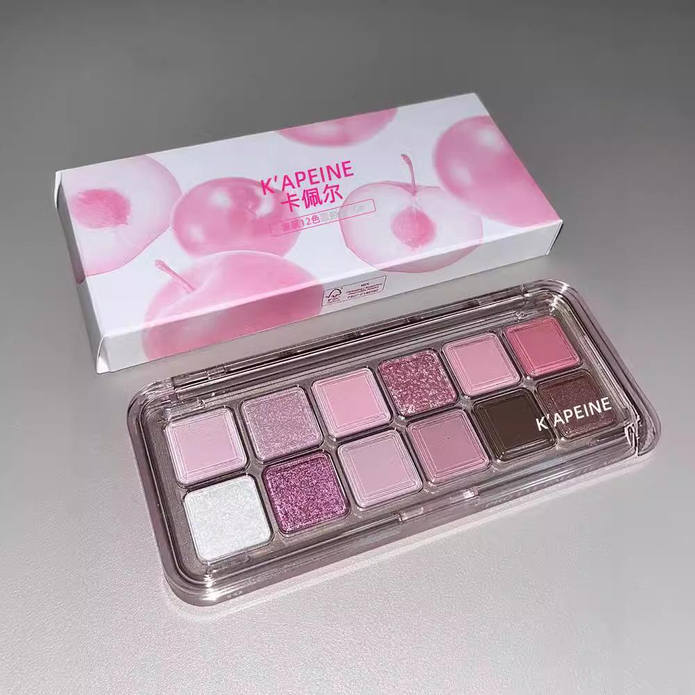 Kappel Twelve-Color Shimmer Matte Glitter Eyeshadow Palette - Dragon Fruit Pink Ink for Bold, Spicy Looks