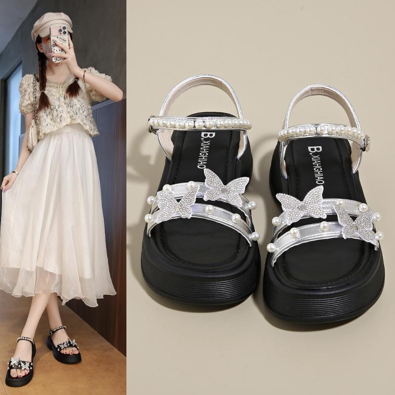 

Fashion Summer Women Soft Bottom Indoor Home Slides Sandals Ladies Summer Rhinestone Bright Leather Thick Bottom Zapatos Para Mujeres 35 серебряный